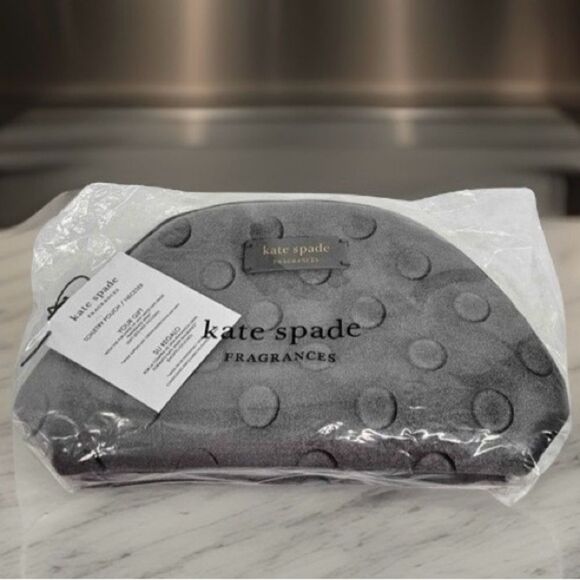 Kate Spade Gray Polka Dot Toiletry Cosmetic Pouch NWT - Picture 3 of 5